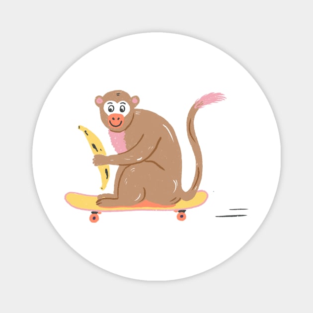 Monkey Skater Magnet by Das Brooklyn